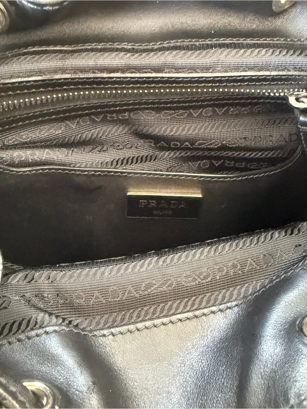 Prada Black Leather Backpack